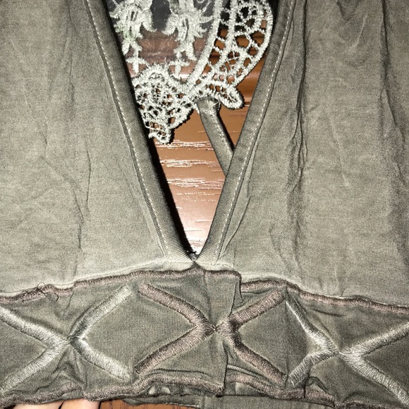 POL Intimates Distressed Green Triangle Bralette With Strappy Lace Back - Picture 4 of 13